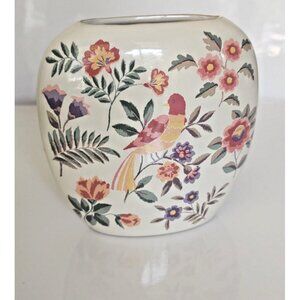 Japanese Otagiri Vase, Otagiri Royal Garden Floral Pillow Vase 4 1/2"